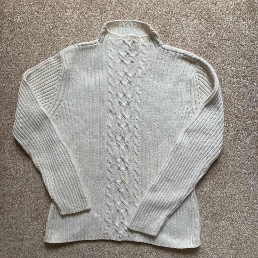 Ivory mock-neck cable knit sweater - Picture 7 of 7